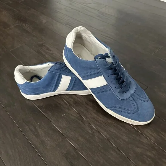 Steve Madden Sewell Men's Blue & White Suede Sneakers Size 12 - Picture 1 of 10